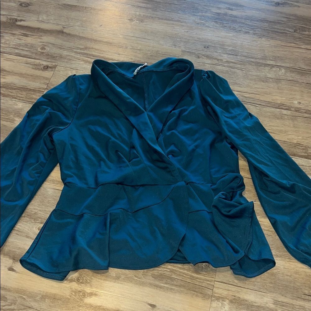 Grace Karin Deep Teal Wrap Blouse